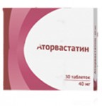 Аторвастатин, таблетки покрытые пленочной оболочкой 40 мг 30 шт