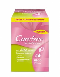 Салфетки ежедневные женские, Carefree (Кэфри) 20 шт супертонкие алоэ