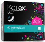 Прокладки женские ежедневные, Kotex (Котекс) 50+10 шт нормал део люкс