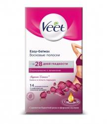 Восковые полоски для депиляции, Veet (Вит) 14 шт Суприм Эссенц с ароматом бархатной розы и эфирными маслами