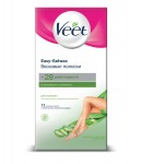 Восковые полоски для депиляции, Veet (Вит) 12 шт для сухой кожи технология Изи-Гельвокс (алоэ вера аромат лотоса)