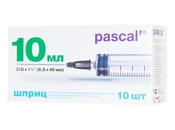 Шприц, 10 мл р. 0.8ммх40мм 21G 1 1/2 10 шт трехкомпонентный тип луер с надетой иглой