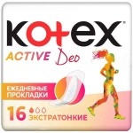 Прокладки женские ежедневные, Kotex (Котекс) 16 шт актив део экстратонкие