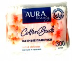 Ватные палочки, Aura (Аура) 300 шт полиэт. упак.