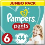 Подгузники-трусики, Pampers (Памперс) 15+ кг р. 6 44 шт пэнтс джамбо упаковка