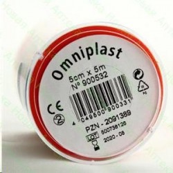 Пластырь фиксирующий, Omniplast (Омнипласт) р. 5смх5м 1 шт арт. 900532 из текстильной ткани телесный