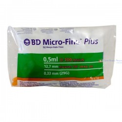 Шприц инсулиновый, Micro-Fine Plus (Микрофайн плюс) 0.5 мл р. 0.33ммх12.7мм 29G 1 шт u-100