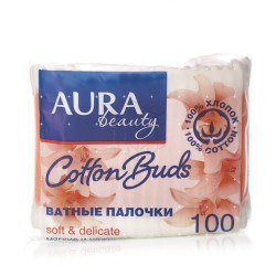 Ватные палочки, Aura (Аура) 100 шт полиэт. упак.